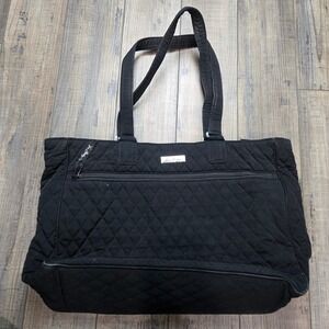 Vera Bradley Quilted Black Tote Bag Floral Lining Computer Bag Commuter Travel